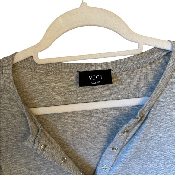 Vici Heather Gray Button-Up Bodysuit - Picture 5 of 6